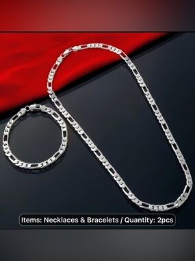Silver-tone Chain Necklace and Bracelet Set